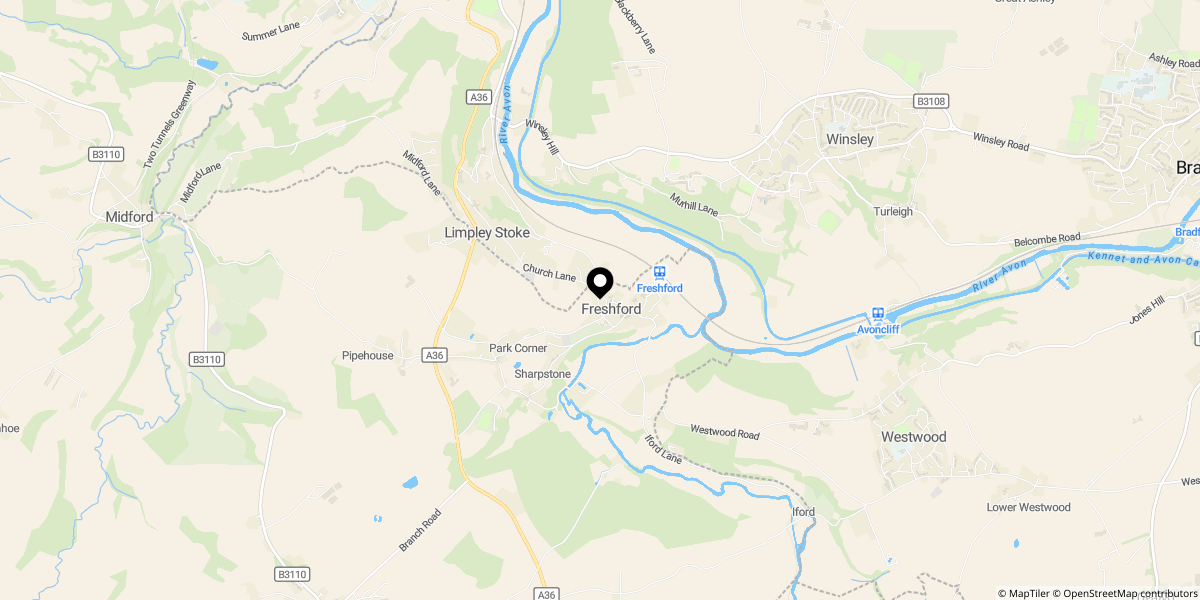 Approximate location of Church Hill, Freshford, BA2
