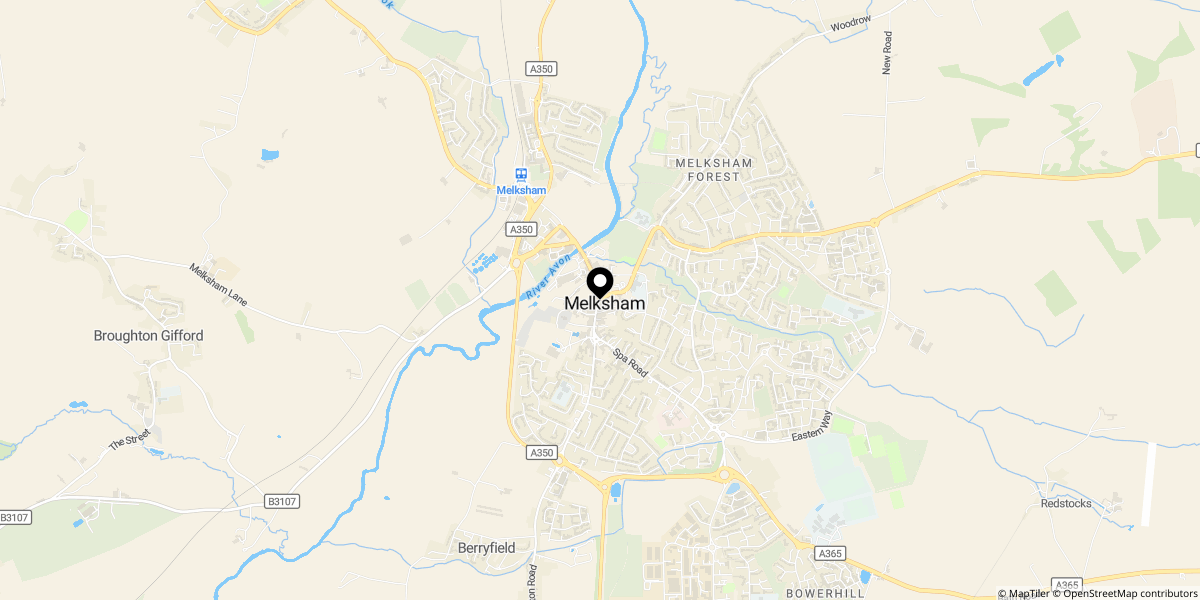 Approximate location of Canon Square, Melksham